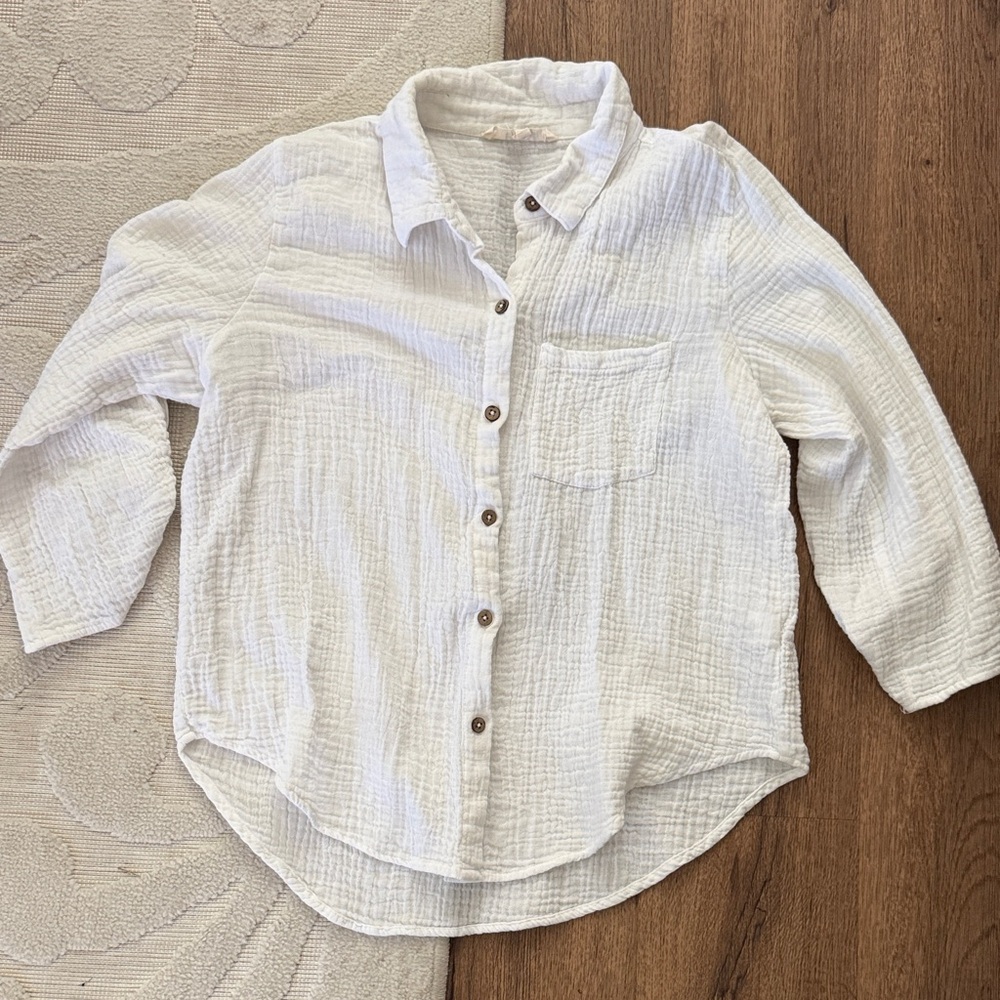 Blush White Button Down Shirt